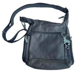 Travelon Anti-Theft Classic Messenger Bag Charcoal Grey Pink Interior